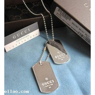 mens gucci necklace chain double dog tag pendant