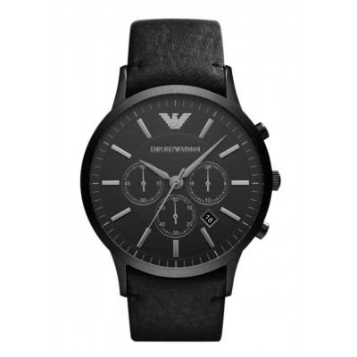 New Emporio Armani AR2461 Sportivo Men's Black Leather Watch
