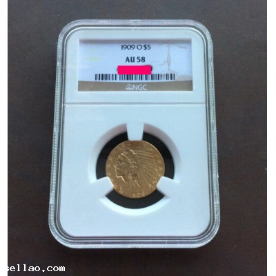 Proof  1909-O $5 Indian head 24k .999 fine gold coin