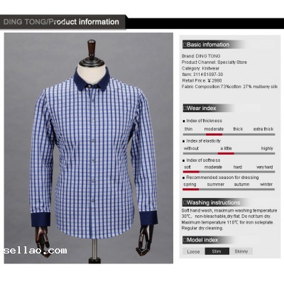 Ding Tong new blue high quality 100% cotton shirt