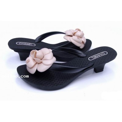 Chanel white camellia jelly flat casual Slipper Sandals