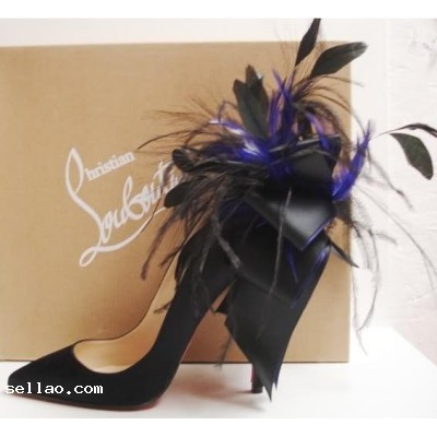 NEW ch ristian Louboutin ANEMONE Feather Pumps Shoes q