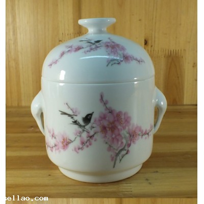Jingdezhen Ximei soup cans ceramic Xueha double cover water bird's nest ginseng stew