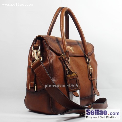 New Prada Leather Handbag Tote bag Brown Tan