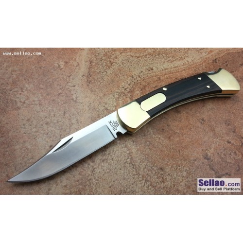 FREE SHIPPING New CNC Buck110 Wood handle Assisted Open Back Lock camping Folding Knife VTF110