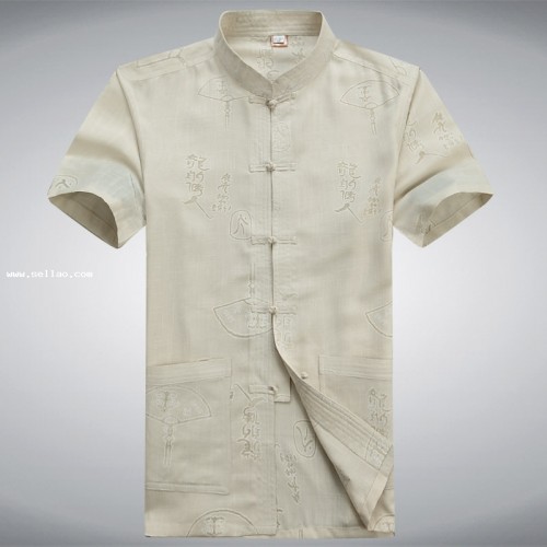 Elderly Chinese men's short sleeved summer Costume New Short Sleeve Shirt