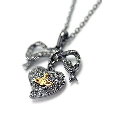 FreHigh-quality Fashion Jewelry New style black Bow heart pendant necklace for women gift T545