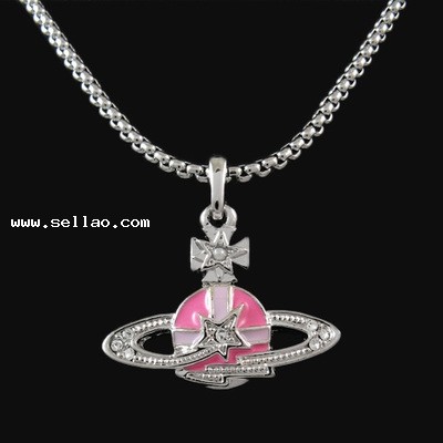 wholesale hot-sale free shipping Fashion Jewelry pink Tiny orb Saturn Classical necklace 2801