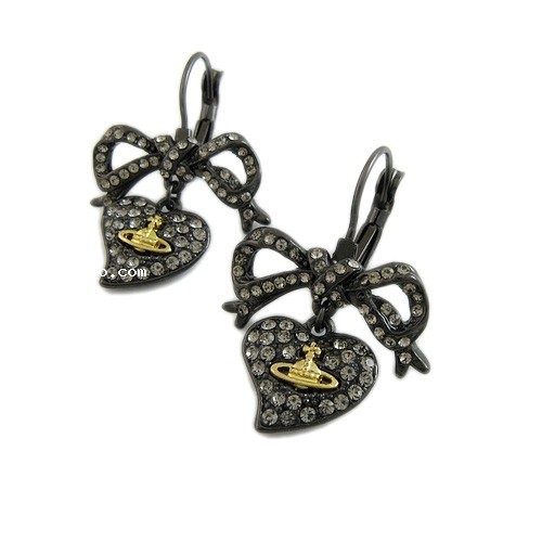 free shipping Fashion brincos Titanium black bow Saturn love earrings for women #5001