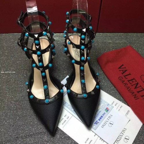 valentino 100% leather women‘s shes Stud spike heels High-heeled shoes pumps sandals