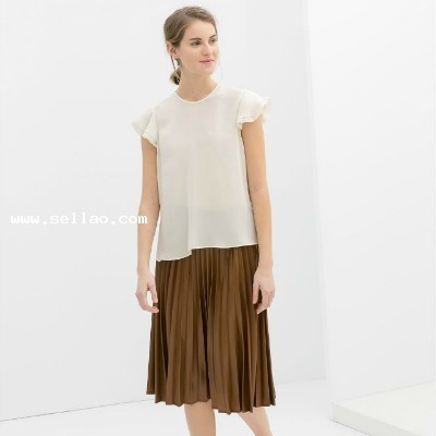 Pure Color Sleeveless Lace T-Shirt White CS14022807