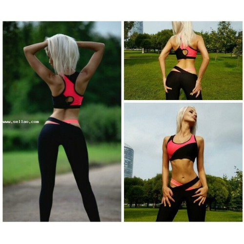 EBAY speed sell pass hot hot style WISH multicolor dress ZC2113 splicing two-piece yoga movement
