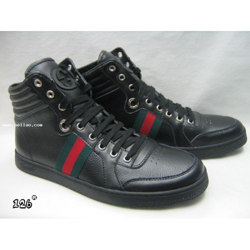 GUCCI Mens high top sneaker trainer casual boots black