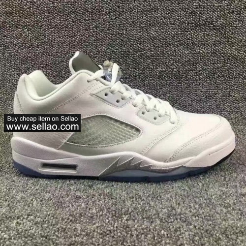 Air Jordan5 AJ5 OG low Silver White men and women  Cheap high quality basketball shoes