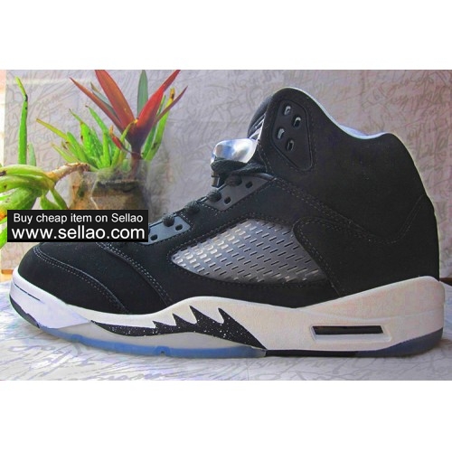 Air Jordan5 Retro AJ5 black and white men High help Cheap high quality basketball shoes