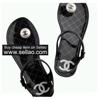 chanel single button flip Crystal jelly sandals shoes