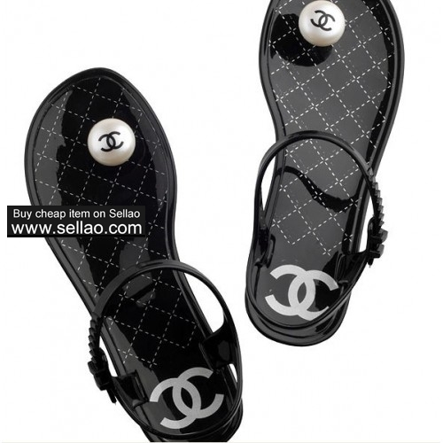 chanel single button flip Crystal jelly sandals  shoesa