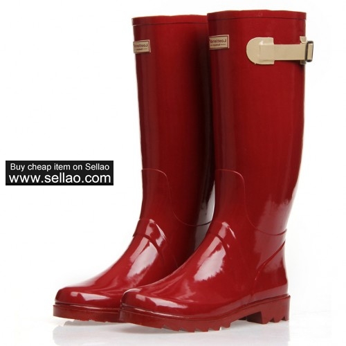 WOMENS NATURAL RUBBER RAIN BOOTS SHOES RED S24 google+