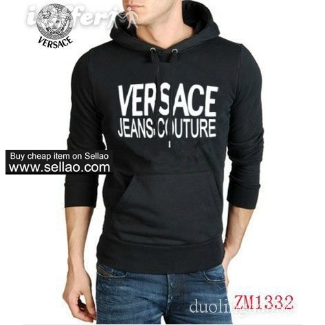 Popular V ersaces Mens Hoodie Sweatshirt black/grey goo