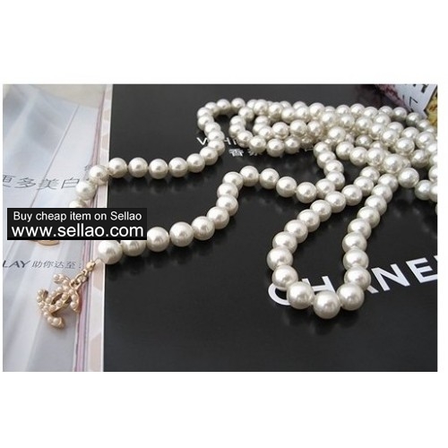 New! Ch anel Super Long pearl necklace google+ faceboo