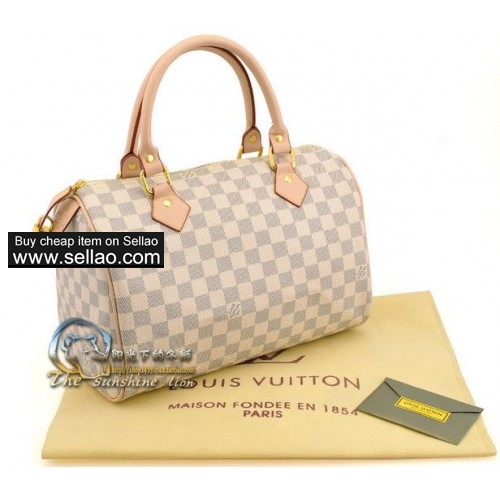 New L-ouis V-uitton White Damier Handbag Speedy google+