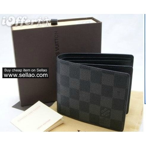 New fashion LV Men Graphite leather Wallet black walle