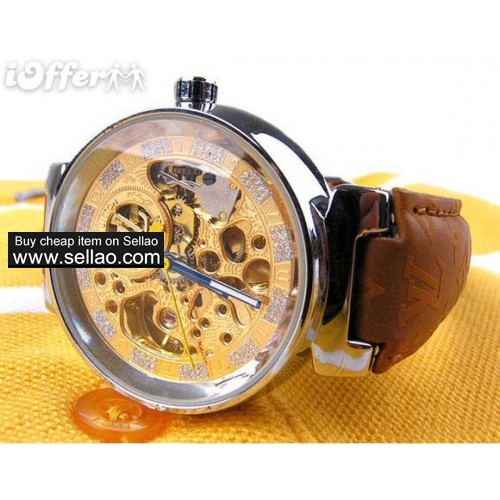 MEN'S BROWN HAND WATCH AUTOMATIC MOVEMENT BELT WATCHES