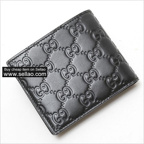 Men black real leather wallet W/ BOX google+  facebook