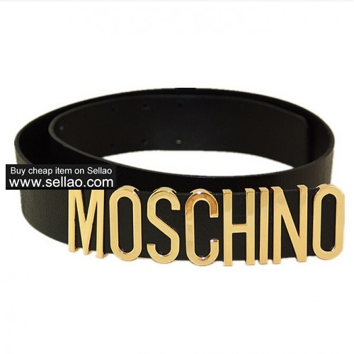 Love Moschino Gold Letter Buck Wide Belt TOP Quality A
