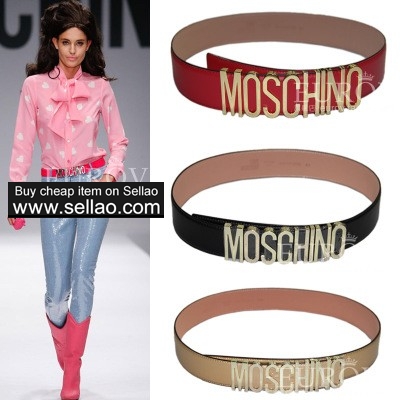 Love Moschino Gold Letter Buck Wide Belt TOP Quality A