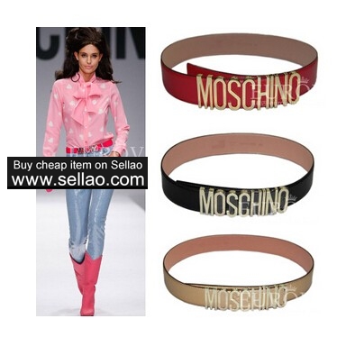 Love Moschino Gold Letter Buck Wide Belt TOP Quality A+