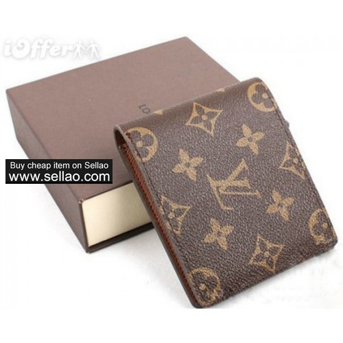 Hot Vogue Men brown real leather short wallet Purses go