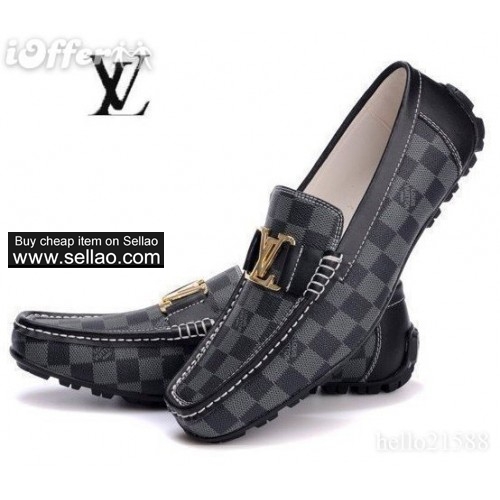 Hot New LVS shoes Men leather shoes Logo Buckle Loafer