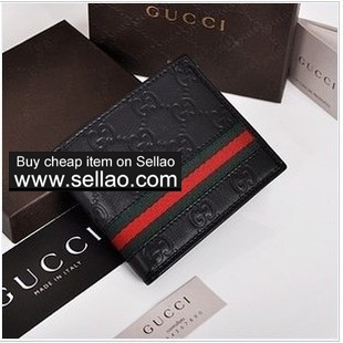 Black leather wallet short H1102 google+  facebook  twi