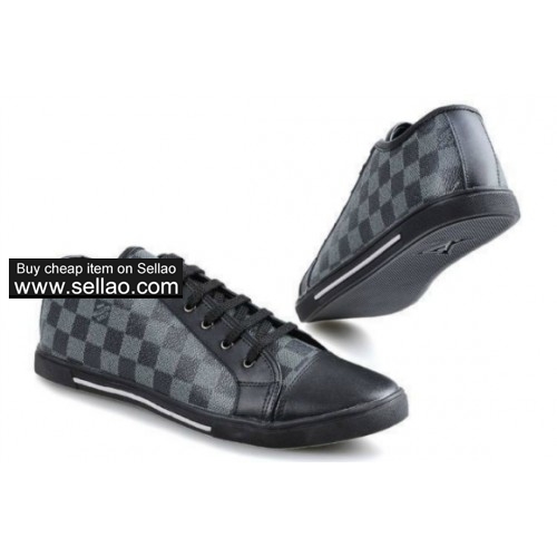 Black/grey LV Men sport shoe casual shoes leather shoes