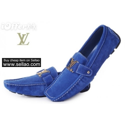 Blue/black/white Suede Leather Loafer Men's Shoes BV206