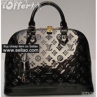 Black L Vs Vernis Tote bag fashion purse bag leather go