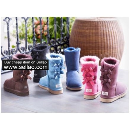 3280 UGGG BAILEY BOW LEATHER SNOW BOOTS google+  facebo