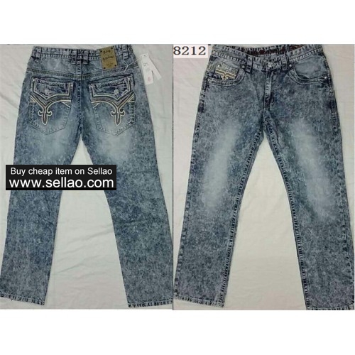 New 2017 brand jeans robins rock revival mens jeans wide straight trousers size:32/34/36/38/40/42