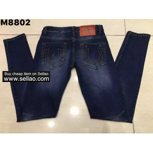 Free shipping 2017 brand jeans true religion mens jeans men rock slim straight trousers size:30-40