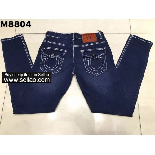 Free shipping 2017 brand jeans true religion mens jeans men rock slim straight trousers size:30-40