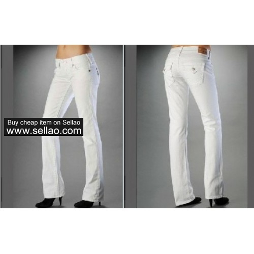 Free shipping 2017 brand jeans true religion womens jeans ladies slim fit white trousers size:26-32