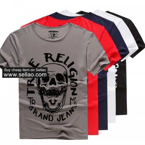 Free shipping summer 2017 true religion mens t-shirts 100% cotton o-neck tshirt men