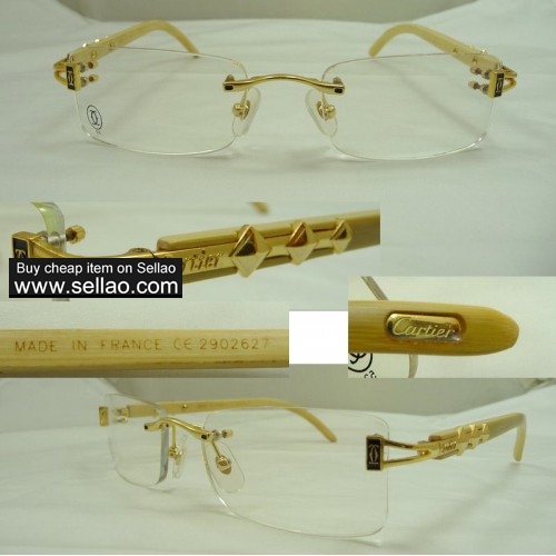 NEW Cartier wood arms eyeglasses 2902627gold
