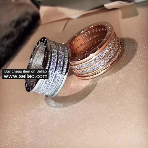 Luxury Bvlgari B zero 1 Sterling Silver Rose Gold And White Gold Full Crystal Ring For Men And Women