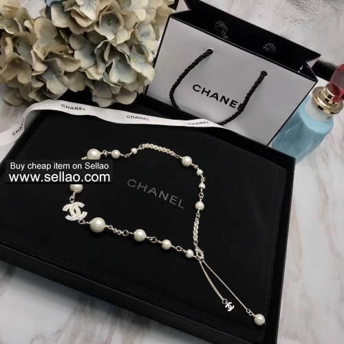 Luxury Chanel Copper cc Pendant White Pearl Short Chain Necklace Choker For Women