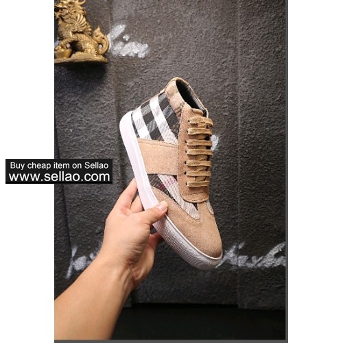 burberry House Check and Leather High-top Trainers shoes