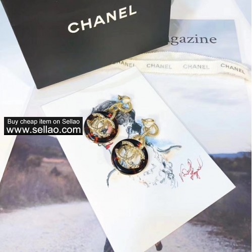 Vintage Chanel Brand Resin Round Circle Gold Twisted Round Hollow Loop Stud Earrings For Women