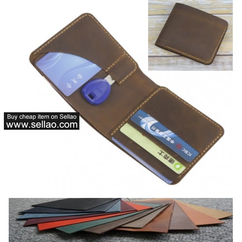 men women wallet purse cow Leather Card bag Case bifold customize brown Z708