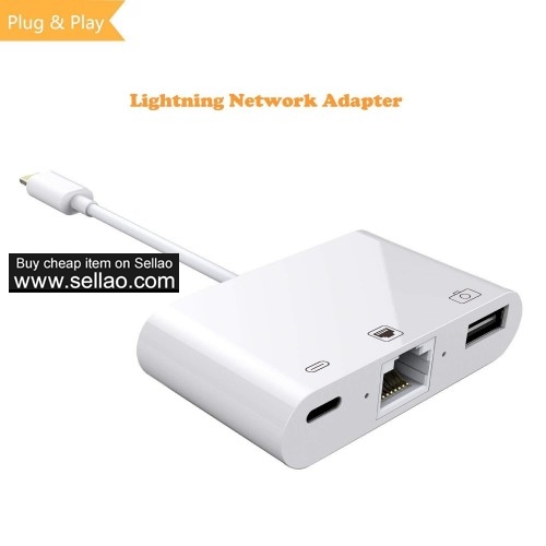 Lightning to RJ45 Ethernet Network Lan Wired Adapter for iPhone/iPad 3 in 1